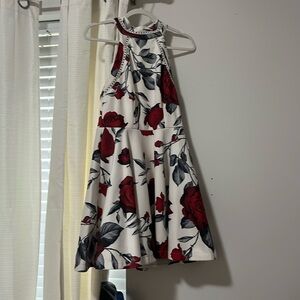 Rose floral formal mini dress